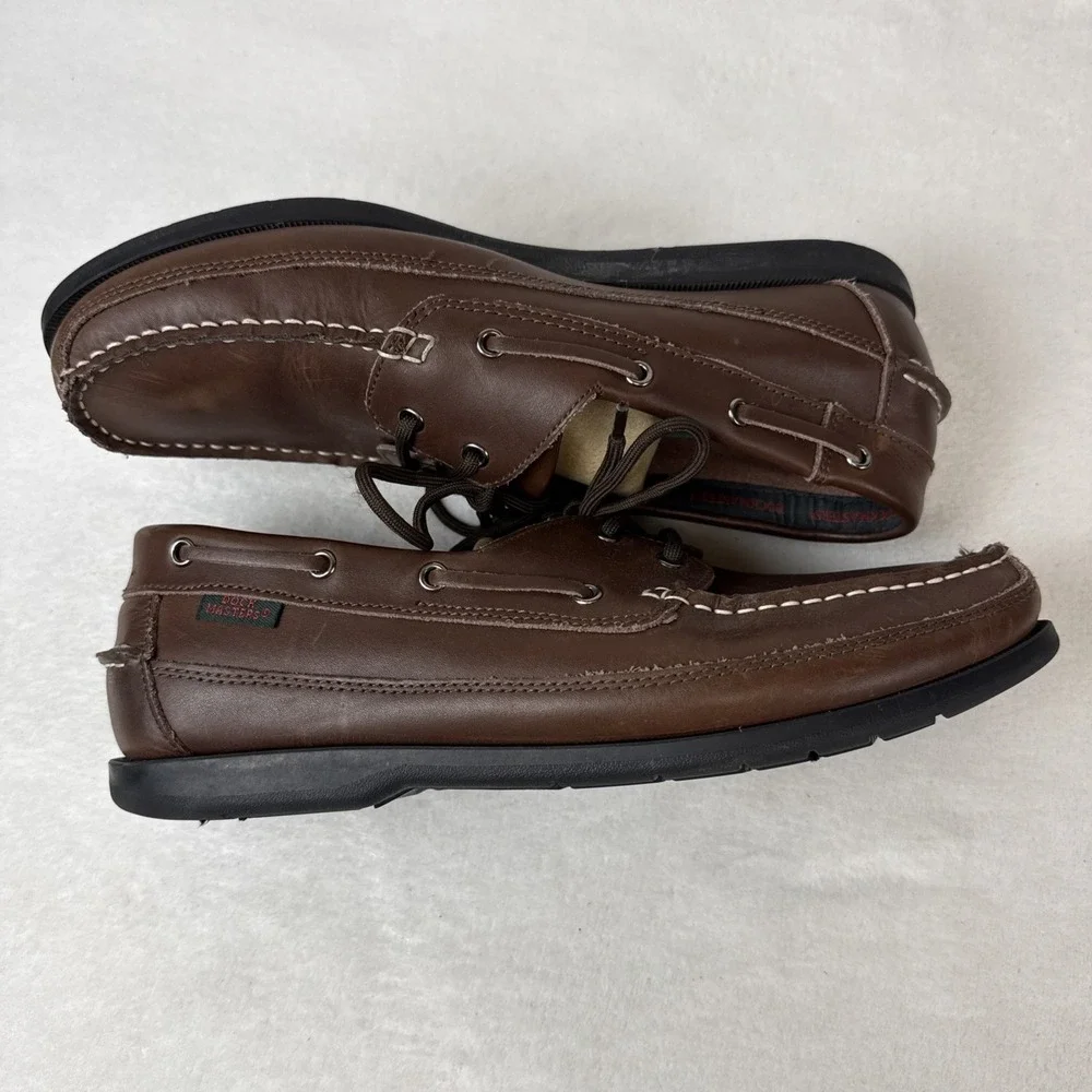 Dock Masters Hampton Men's SZ 10.5 W Leather Boat Shoes Deck Loafers Hand Sewn